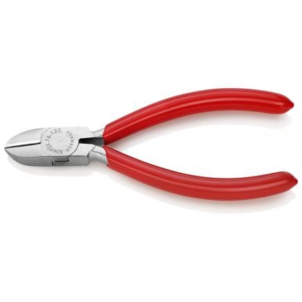 KNIPEX 76 03 125 - Pince coupante latérale de mécanicien pour électromécanique, chromée, poignées enduites de résine synthétique