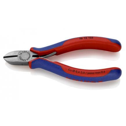 KNIPEX 76 12 125 - Pince coupante latérale de mécanicien pour électromécanique, tête polie, poignées revêtues d'un matériau bi-composant