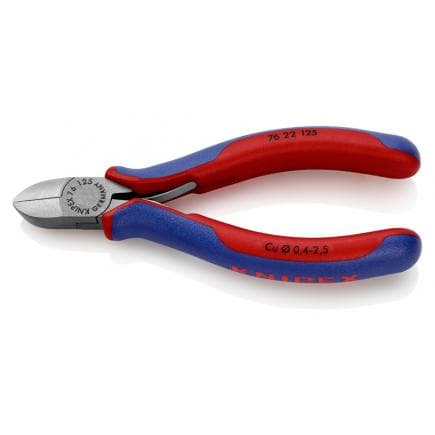 KNIPEX 76 22 125 - Pince coupante latérale de mécanicien pour électromécanique, tête polie, poignées revêtues d'un matériau bi-composant