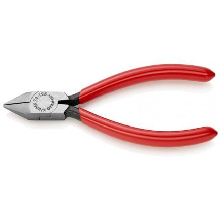 KNIPEX 76 81 125 - Pince coupante latérale de mécanicien pour électromécanique, tête polie, poignées enduites de résine synthétique, tête pointue