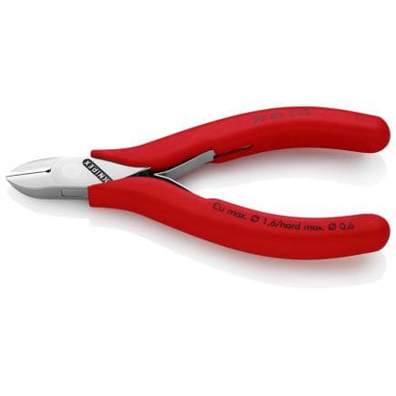 KNIPEX 77 01 115 - Pince coupante latérale pour électronique, tête polie miroir, poignées enduites de résine synthétique, tête ronde biseautée