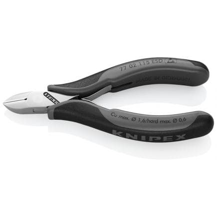 KNIPEX 77 02 115 ESD - Pince coupante latérale pour électronique, tête polie miroir, poignées revêtues d'un matériau bi-composant, tête ronde,...