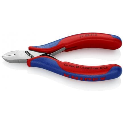 KNIPEX 77 02 115 - Pince coupante latérale pour électronique, tête polie miroir, poignées revêtues d'un matériau bi-composant, tête ronde, avec...
