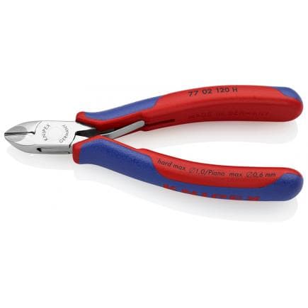 KNIPEX 77 02 120 H - Pince-coupante pour électronique à tranchant latéral en métal dur, tête polie miroir, poignées revêtues d'un matériau...