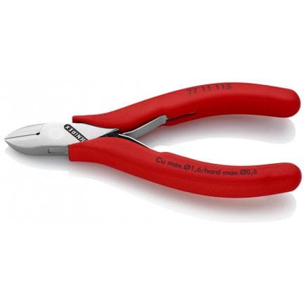 KNIPEX 77 11 115 - Pince coupante latérale pour électronique, tête polie miroir, poignées enduites de résine synthétique, tête ronde biseautée et...