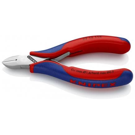 KNIPEX 77 12 115 - Pince coupante latérale pour électronique, tête polie miroir, poignées revêtues d'un matériau bi-composant, tête ronde...