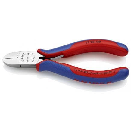 KNIPEX 77 22 130 - Pince coupante latérale pour électronique, tête polie miroir, poignées revêtues d'un matériau bi-composant, tête ronde, avec...