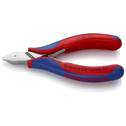 KNIPEX 77 32 115 - Pince coupante latérale pour électronique, tête polie miroir, poignées revêtues d'un matériau bi-composant, tête pointue, avec...