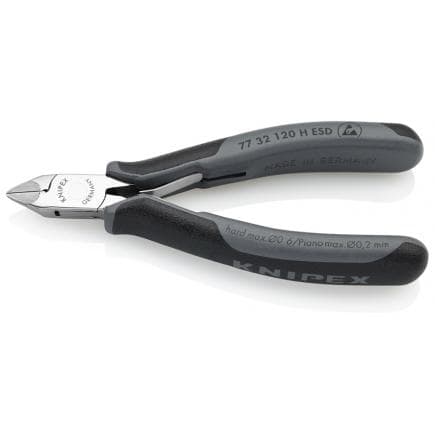 KNIPEX 77 32 120 H ESD - Pince coupante pour électronique avec tranchant latéral en métal dur, tête polie miroir, poignées revêtues d'un matériau...
