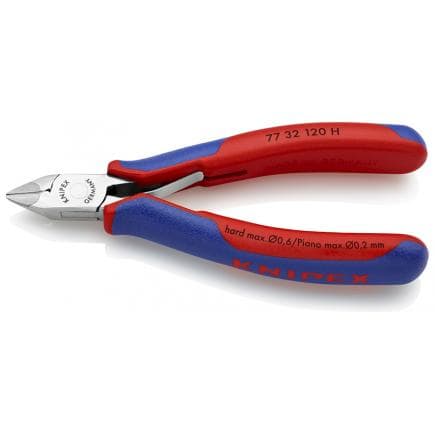 KNIPEX 77 32 120 H - Pince coupante pour électronique avec tranchant latéral en métal dur, tête polie miroir, poignées revêtues d'un matériau...