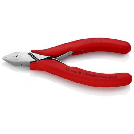 KNIPEX 77 41 115 - Pince coupante latérale pour électronique, tête polie, poignées enduites de résine synthétique antidérapante, tête pointue