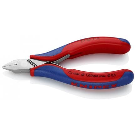 KNIPEX 77 52 115 - Pince coupante latérale pour électronique, tête polie miroir, poignées revêtues d'un matériau bi-composant, tête pointue, plate...