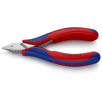KNIPEX 77 72 115 - Pince coupante latérale pour électronique, tête polie miroir, poignées revêtues d'un matériau bi-composant, petite tête...
