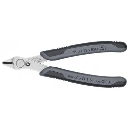KNIPEX 78 03 125 ESD - Electronic Super Knips®, tête polie, poignées revêtues d'un matériau bi-composant, acier inoxydable pour outils ESD