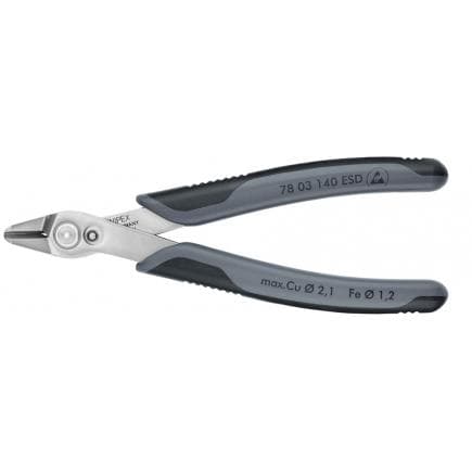 KNIPEX 78 03 140 ESD - Electronic Super Knips® XL, tête polie, poignées revêtues d'un matériau bi-composant, acier inoxydable pour outils ESD
