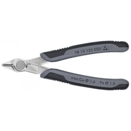 KNIPEX 78 13 125 ESD - Electronic Super Knips®, tête polie, poignées revêtues d'un matériau bi-composant, acier inoxydable pour outils avec...