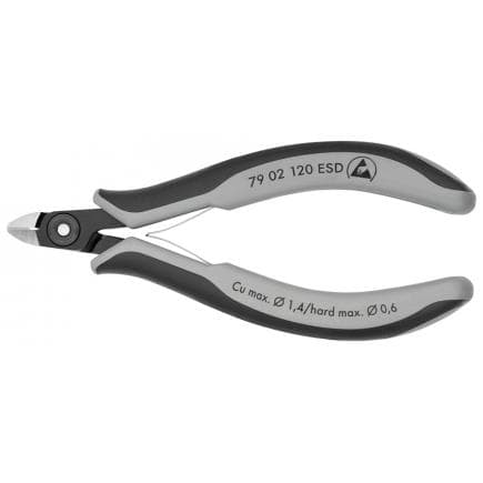 KNIPEX 79 02 120 ESD - Pince coupante latérale de précision pour électronique, acier bruni, tête polie, poignées revêtues d'un matériau...