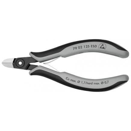 KNIPEX 79 02 125 ESD - Pince coupante latérale de précision pour électronique, acier bruni, tête polie, poignées revêtues d'un matériau...