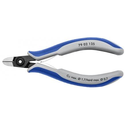 KNIPEX 79 02 125 - Pince coupante latérale de précision pour électronique, acier bruni, tête polie, poignées revêtues d'un matériau bi-composant,...