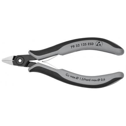KNIPEX 79 32 125 ESD - Pince coupante latérale de précision pour électronique, acier bruni, tête polie, poignées revêtues d'un matériau...