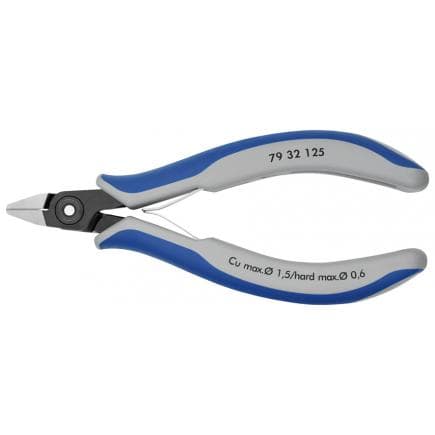 KNIPEX 79 32 125 - Pince coupante latérale de précision pour électronique, acier bruni, tête polie, poignées revêtues d'un matériau bi-composant,...