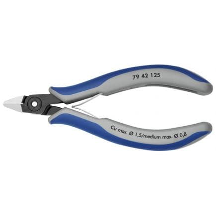 KNIPEX 79 42 125 - Pince coupante latérale de précision pour électronique, acier bruni, tête polie, poignées revêtues d'un matériau bi-composant,...