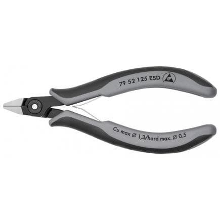 KNIPEX 79 52 125 ESD - Pince coupante latérale de précision pour électronique, acier bruni, tête polie, poignées revêtues d'un matériau...