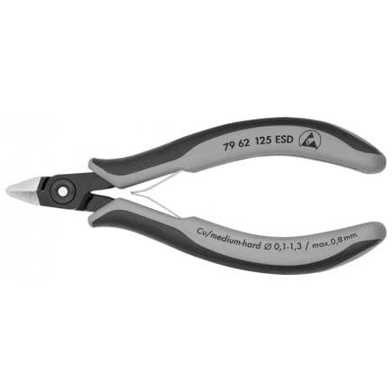 KNIPEX 79 62 125 ESD - Pince coupante latérale de précision pour électronique, acier bruni, tête polie, poignées revêtues d'un matériau...