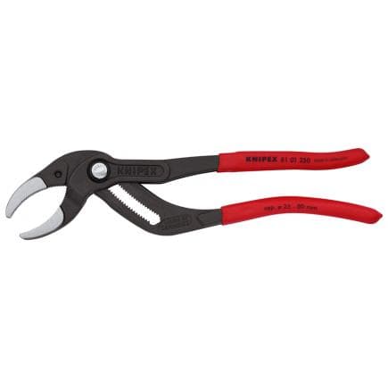 KNIPEX 81 01 250 - Pince à siphon et raccord pour siphons, tuyaux plastique et raccords, bondérisée noire, poignées enduites de résine synthétique...