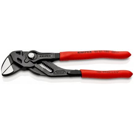 KNIPEX 86 01 180 - Pince et clé en un seul outil, bondérisée noire, tête polie, poignées enduites de résine synthétique antidérapante