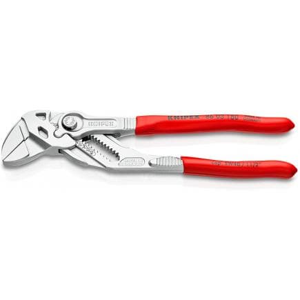 KNIPEX 86 03 180 - Pince et clé en un seul outil, chromée, poignées enduites de résine synthétique, mâchoires extrêmement effilées