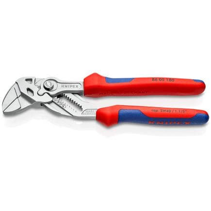 KNIPEX 86 05 180 - Pince et clé en un seul outil, chromée, poignées revêtues d'un matériau bi-composant, mâchoires extrêmement effilées