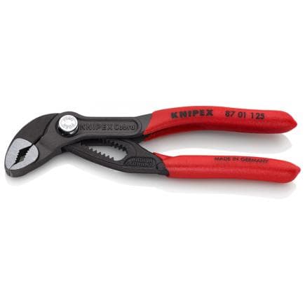 KNIPEX 87 01 125 - Cobra® Pince multiprise nouvelle génération pour tubes et écrous, bondérisée grise, tête polie, poignées enduites de résine...