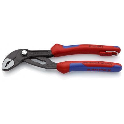 KNIPEX 87 02 180 T - Pince multiprise Cobra® nouvelle génération pour tubes et écrous, bondérisée grise, tête polie, poignées revêtues d'un...
