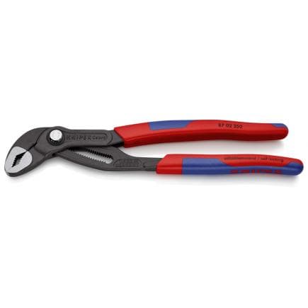 KNIPEX 87 02 250 - Pince multiprise Cobra® nouvelle génération pour tubes et écrous, bondérisée grise, tête polie, poignées revêtues d'un matériau...