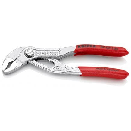 KNIPEX 87 03 125 - Pince multiprise Cobra® nouvelle génération pour tubes et écrous, chromée, poignées enduites de résine synthétique antidérapante