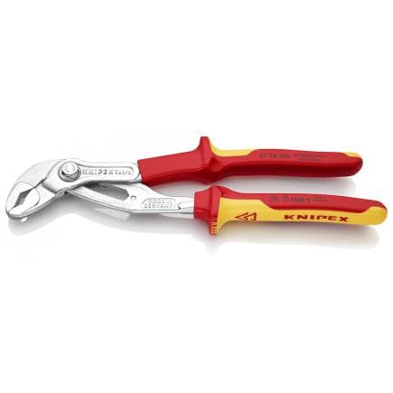 KNIPEX 87 26 250 - Cobra® VDE Pince multiprise nouvelle génération pour tubes et écrous, chromée, poignées isolées revêtues d'un matériau...
