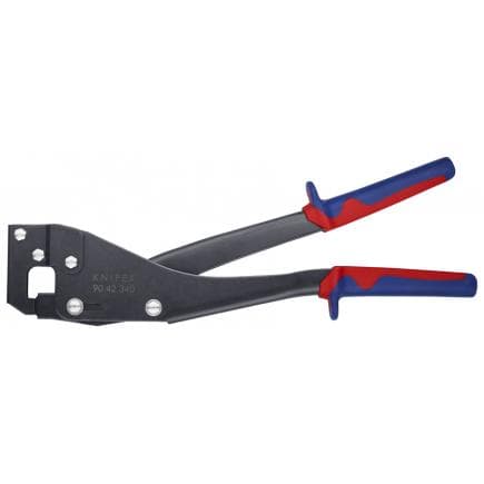 KNIPEX 90 42 340 - Poinçonneuse pour profilés en tôle, acier bruni, poignées revêtues d'un matériau bi-composant, pour une utilisation à deux mains