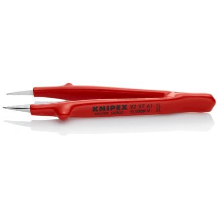 KNIPEX 92 27 61 - Brucelles de précision avec tige de guidage, pointes ultra-fines, forme droite, isolées 1 000 V