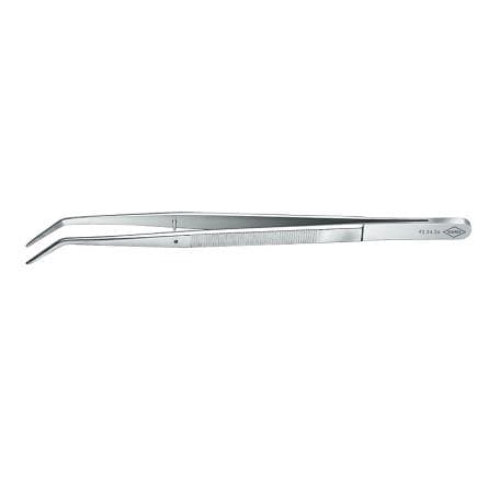 KNIPEX 92 34 36 - Brucelles de précision avec tige de guidage, courbées, chromées, pointe fine