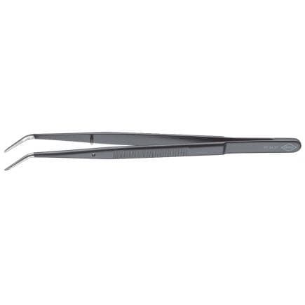 KNIPEX 92 34 37 - Brucelles de précision avec tige de guidage, courbées, antireflet, pointe fine