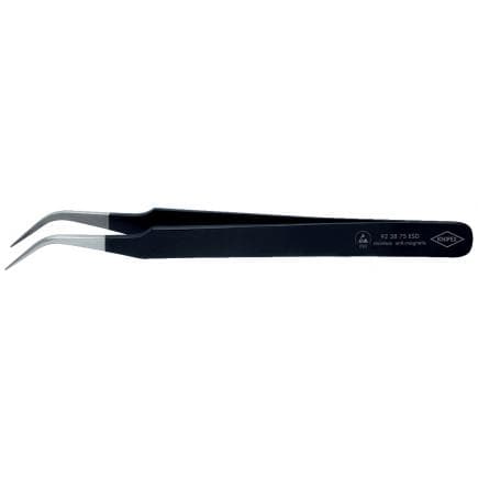 KNIPEX 92 38 75 ESD - Brucelles de précision ESD, pointes courbées et lisses