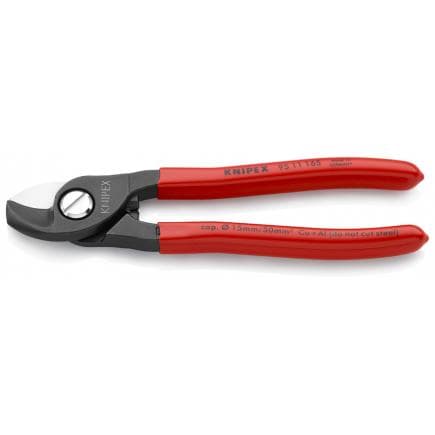 KNIPEX 95 11 165 - Cisaille à câbles, acier bruni, poignées enduites de résine synthétique
