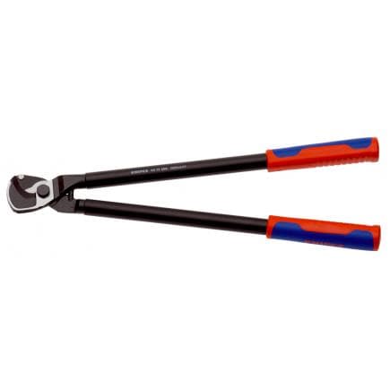 KNIPEX 95 12 500 - Cisaille à câbles, acier bruni, poignées revêtues d'un matériau bi-composant