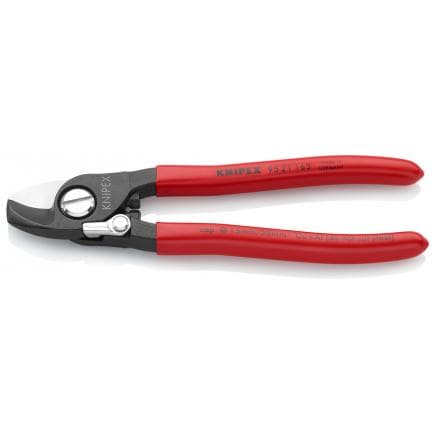 KNIPEX 95 21 165 - Cisaille à câble, acier bruni, poignées enduites de résine synthétique avec ressort d'ouverture inséré dans l'articulation
