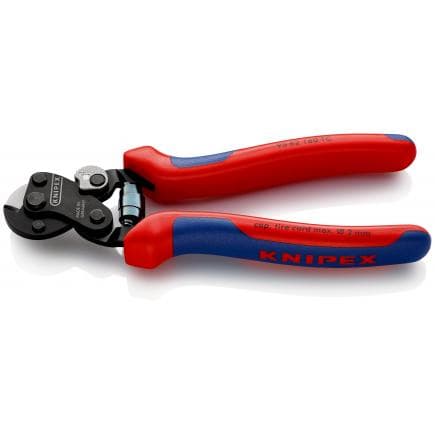KNIPEX 95 62 160 TC - Cisaille pour câbles en acier, acier bruni, poignées revêtues d'un matériau bi-composant, pour renfort de câbles pour pneus