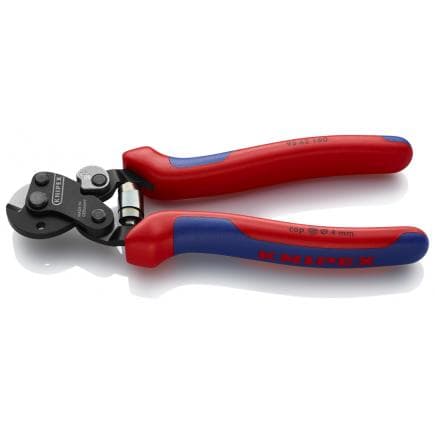 KNIPEX 95 62 160 - Cisaille pour câbles en acier et câbles métalliques haute résistance, acier bruni, poignées revêtues d'un matériau bi-composant