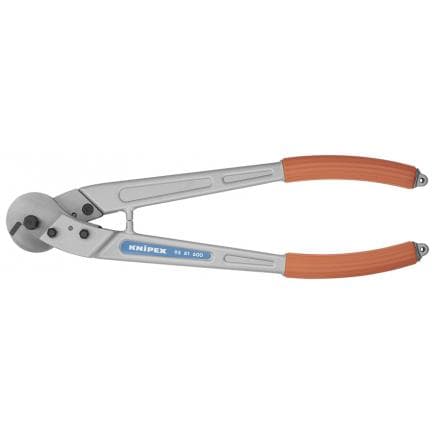 KNIPEX 95 81 600 - Cisaille pour câble en acier, tête polie, poignées enduites de résine synthétique, avec tête renforcée pour des performances...