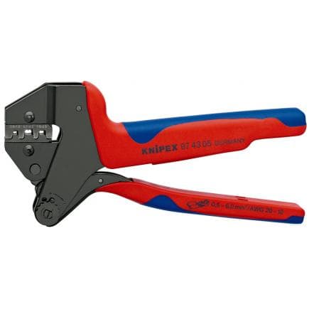 KNIPEX 97 43 05 - Pince à sertir universelle avec matrice de sertissage montée pour connecteurs non isolés (largeur 4,8 et 6,3 mm)