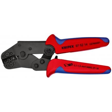 KNIPEX 97 52 14 - Pince à sertir version courte, acier bruni, connecteurs non isolés (largeur 2,8 + 4,8 mm)